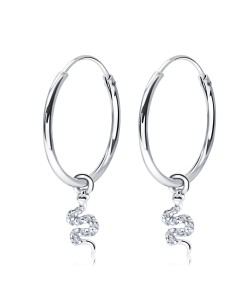 Little Snake Shaped CZ Crystal Silver Hoop Earring HO-2536